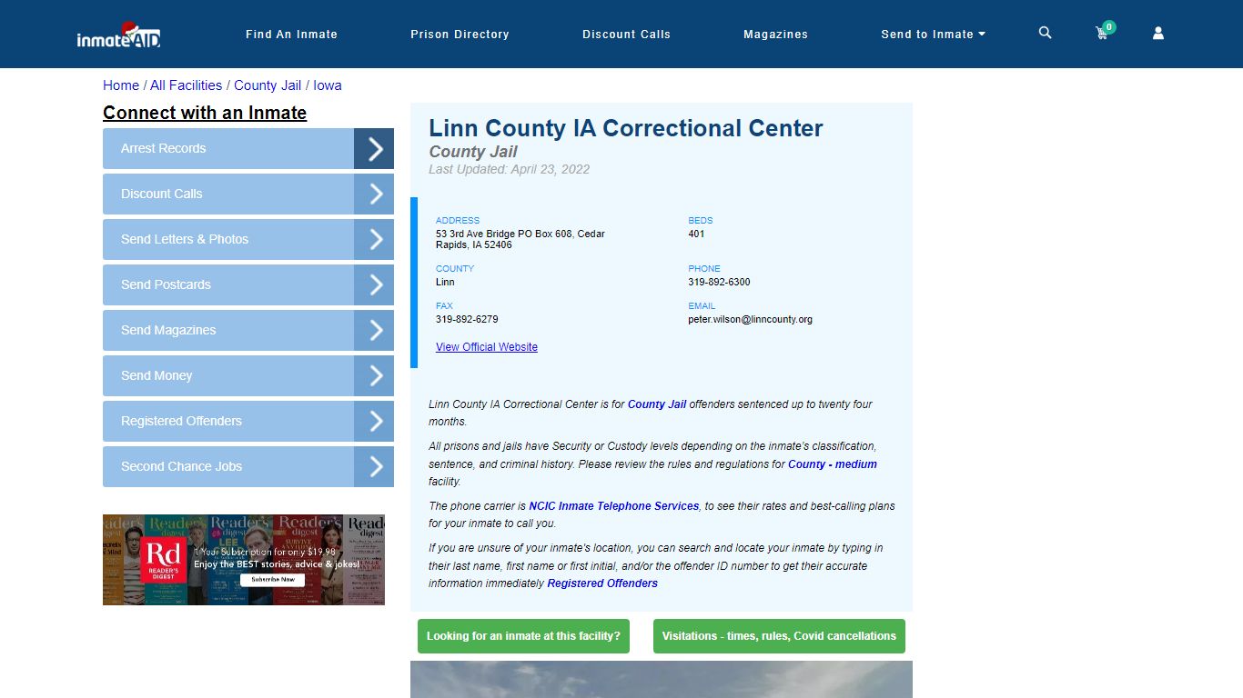 Linn County IA Correctional Center - Inmate Locator - Cedar Rapids, IA